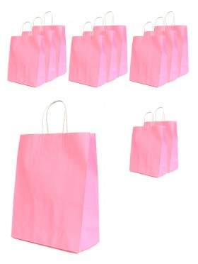 Solid Color Kraft Paper Gift Bags(12Pcs) 11"X8.7"X4.3"  (Medium Size)
